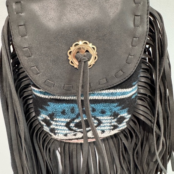 Bohemian Black and Multicolor Fringe Crossbody Bag - Picture 2 of 7